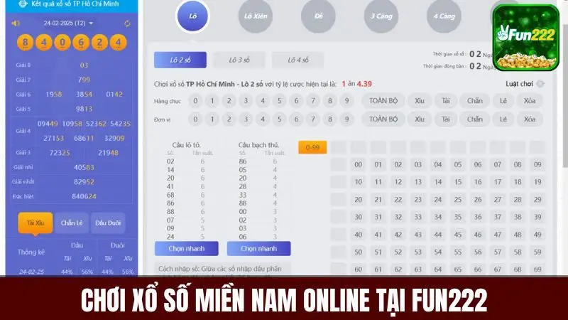 Cách chơi xổ số miền nam tại Fun222