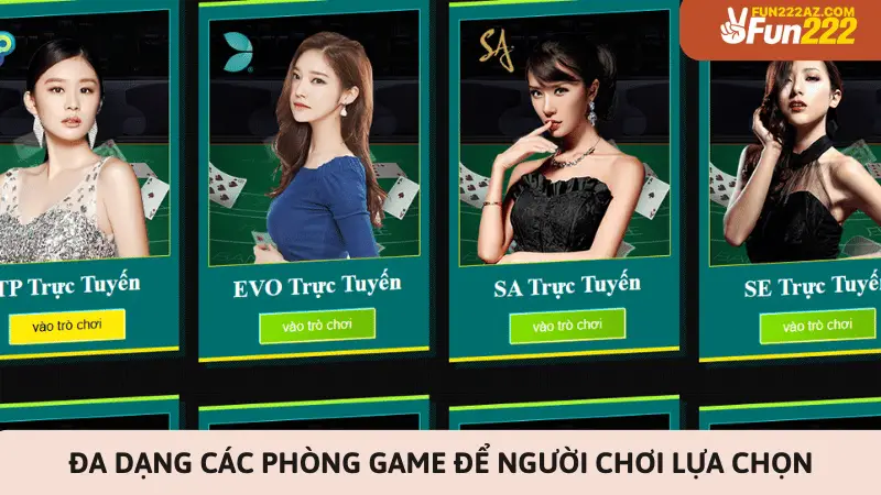 Đa dạng các phòng game để người chơi lựa chọn