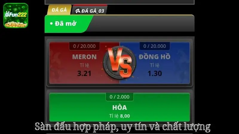 Sàn đấu hợp pháp, uy tín và chất lượng