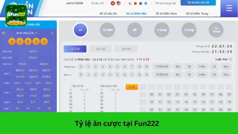 Tìm hiểu về tỷ lệ ăn cược tại Fun222