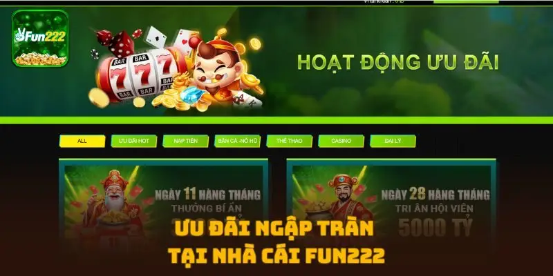 Ưu đãi ngập tràn tại nhà cái FUN222